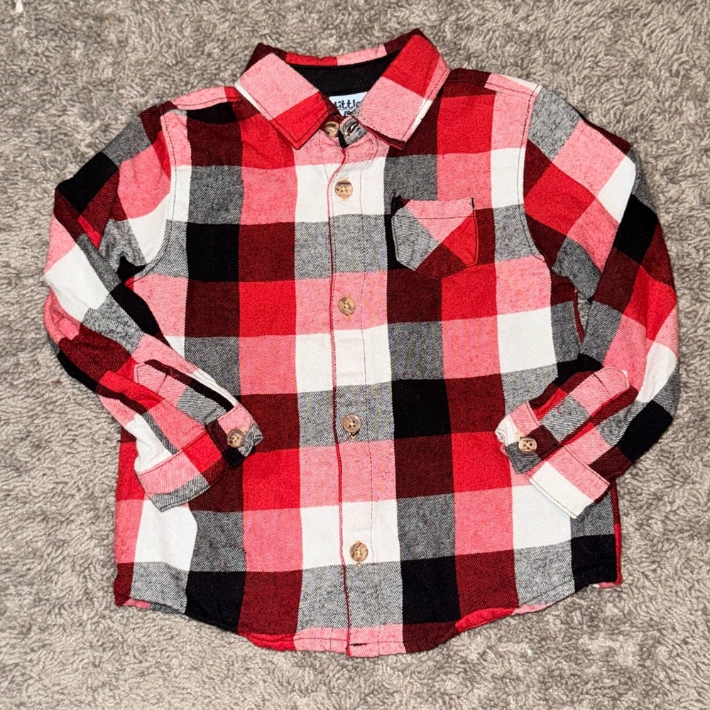 Little Lad Holiday Plaid Button Down Shirt- 24m